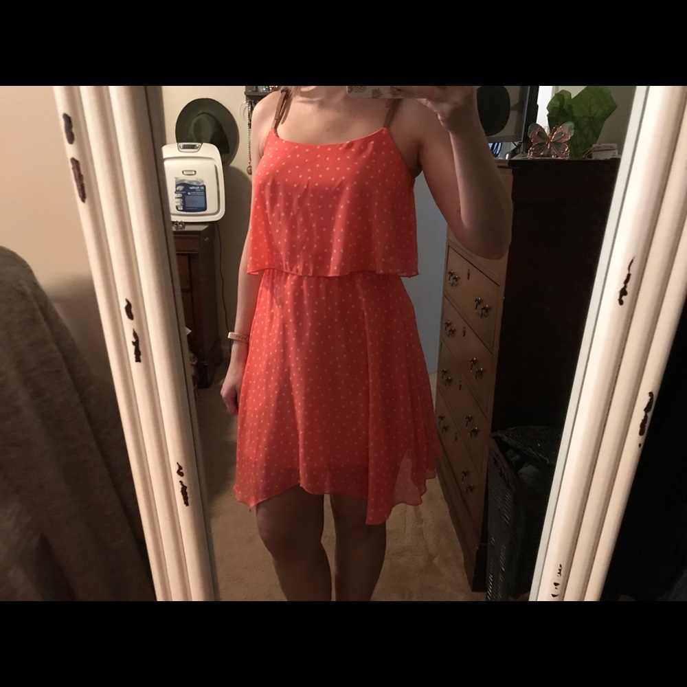 Polka dot coral dress
